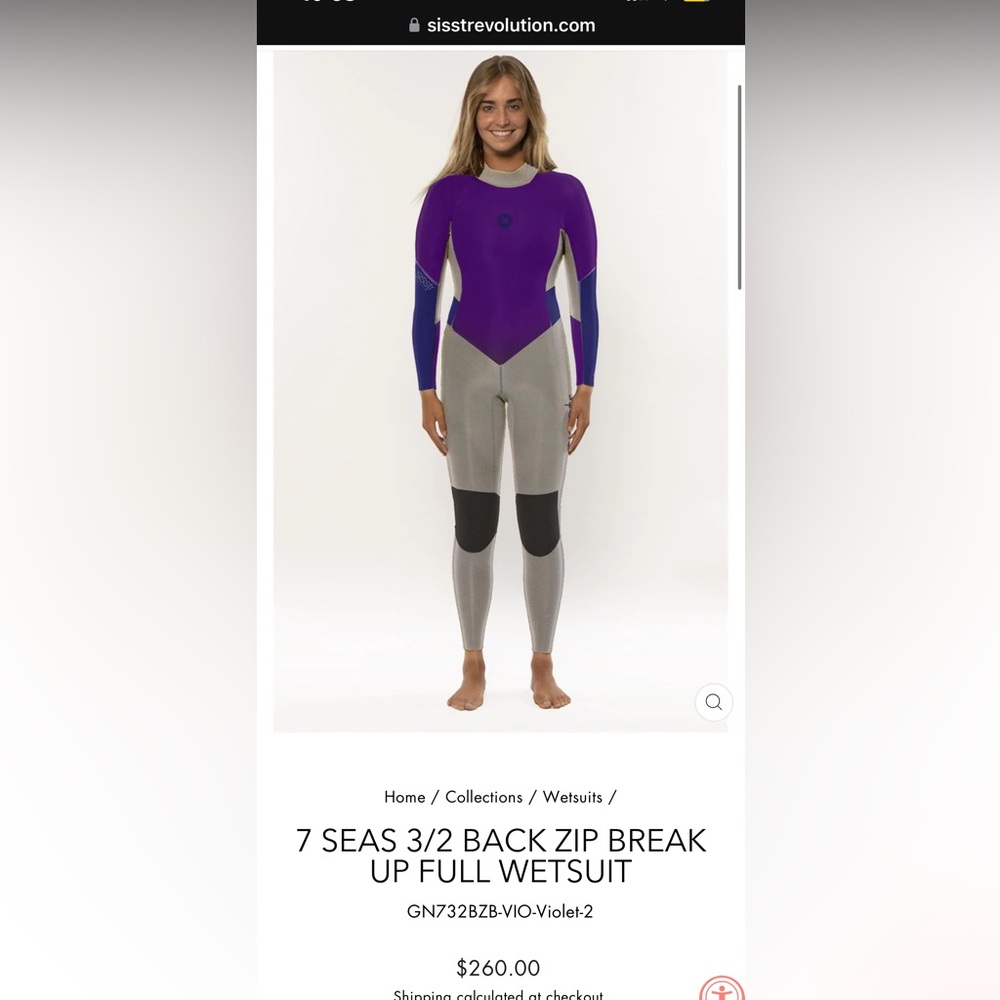 NWOT Sisstr 7 Seas 3/2 back zip wetsuit